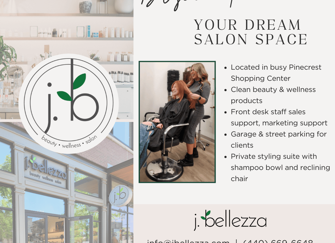 Salon space for rent in Pinecrest shopping center for beauty & wellness professionals.