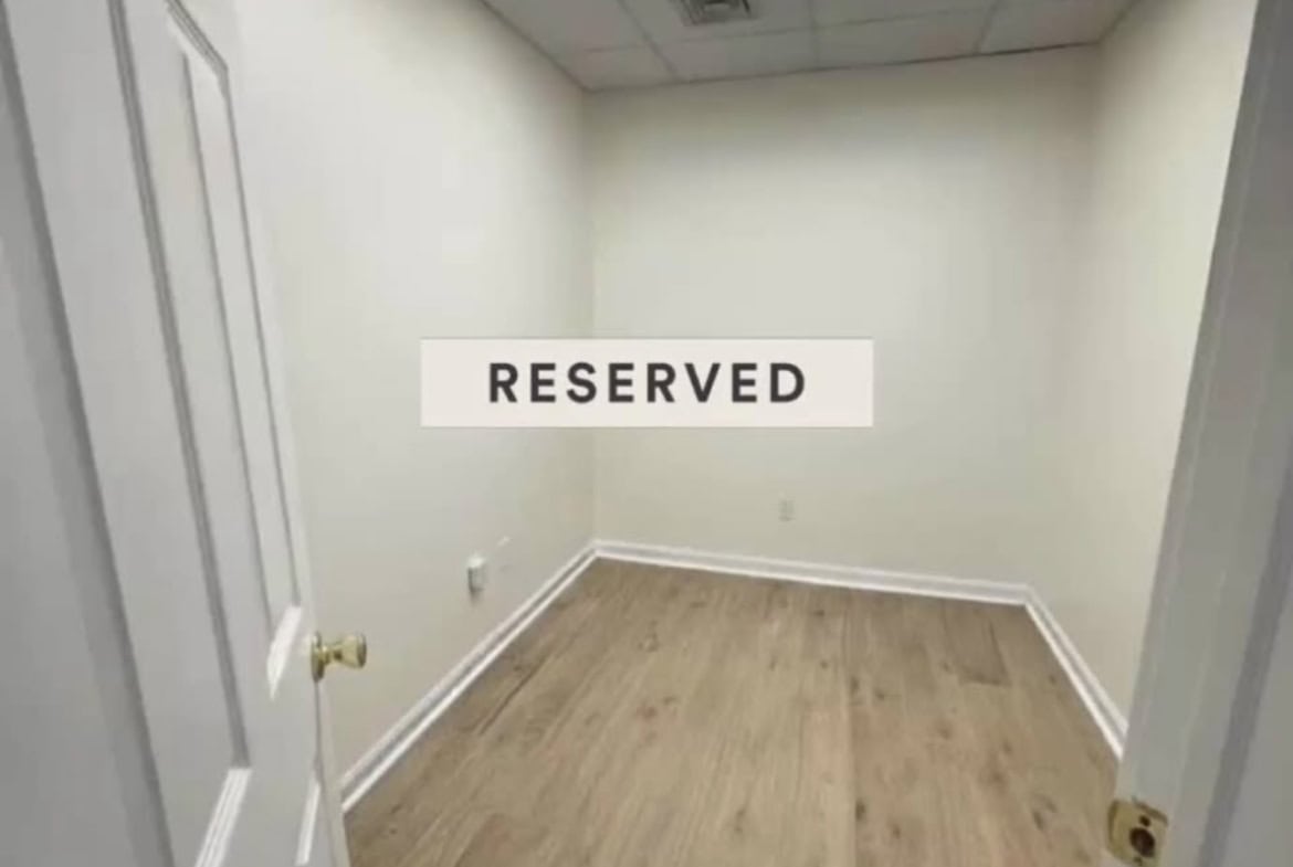 Reserved small salon rental space for beauty professionals.