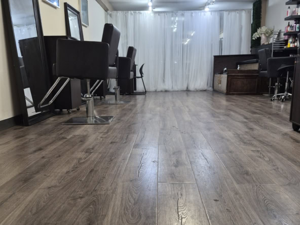 Salon Renter hair salon interior with styling stations and mirrors.