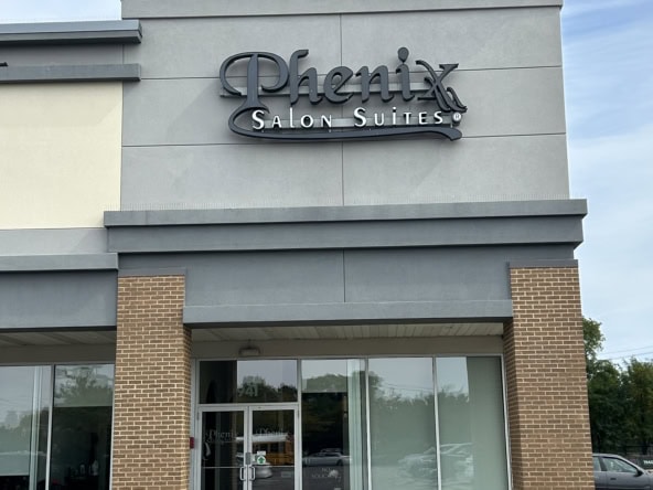 Exterior view of Phoenix Salon Suites, a professional salon rental space.