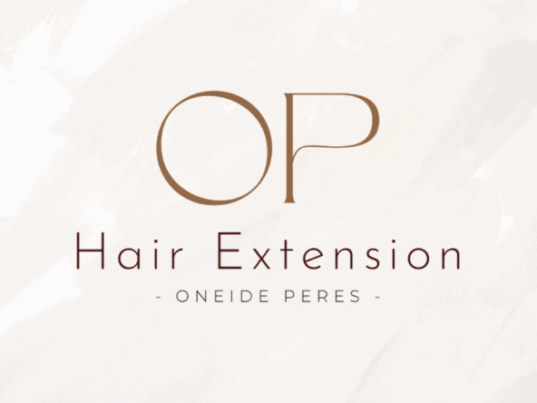 Salon Renter logo for hair extension services in a professional salon setting.